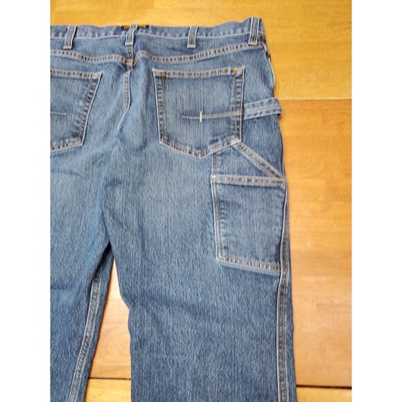 Ariat Rebar M4 Relaxed Boot Size 36x32 Mens Denim Work Blue Jeans Med Wash EUC - Picture 10 of 16